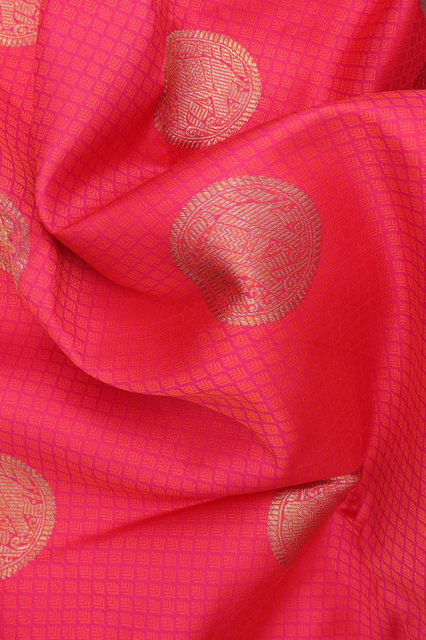 Kanchipuram Silk Saree In Rani Pink With Jacquard Design