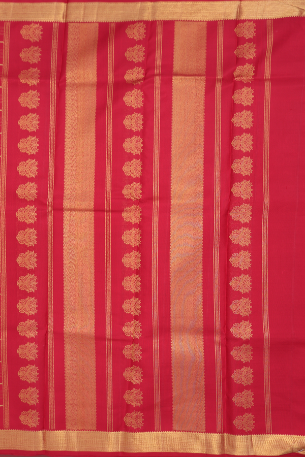 Kanchipuram Silk Saree In Crimson Red With Stripes Design