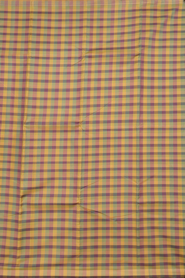 Kanchipuram Silk Saree In Multicolor With Checks Design