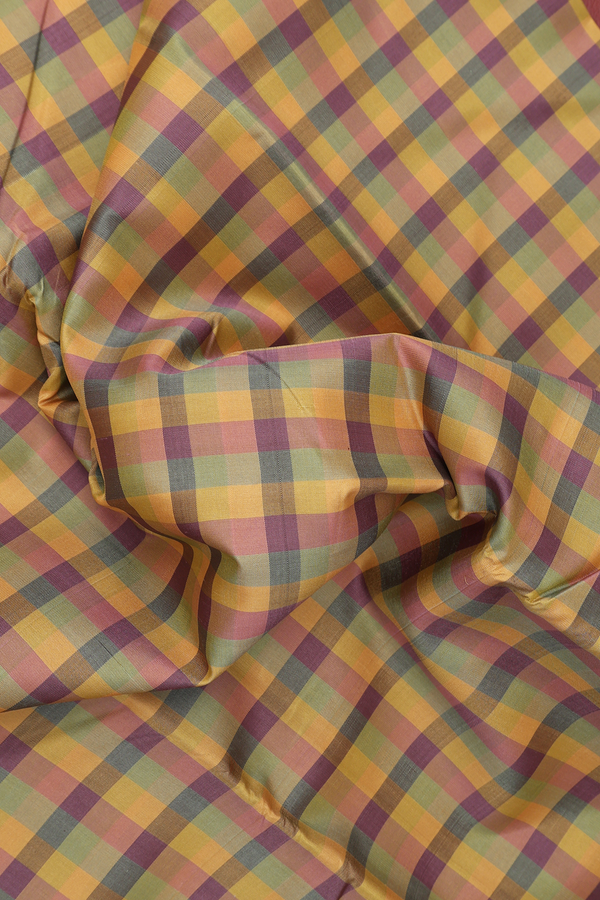 Kanchipuram Silk Saree In Multicolor With Checks Design