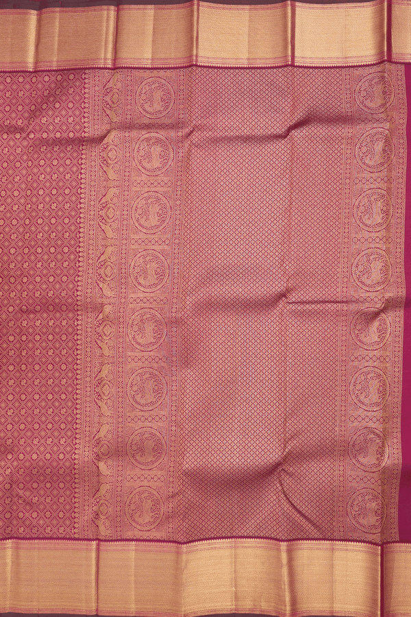Kanchipuram Silk Saree In Berry Purple With Brocade Design