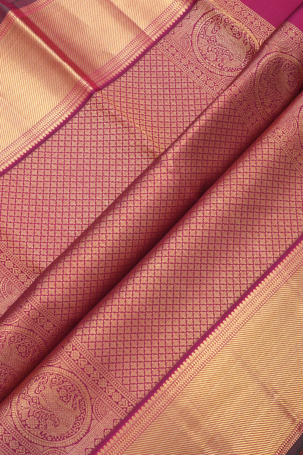 Kanchipuram Silk Saree In Berry Purple With Brocade Design