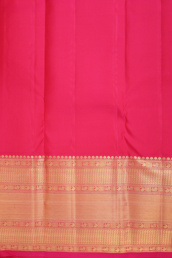Kanchipuram Silk Saree In Rani Pink With Floral Design