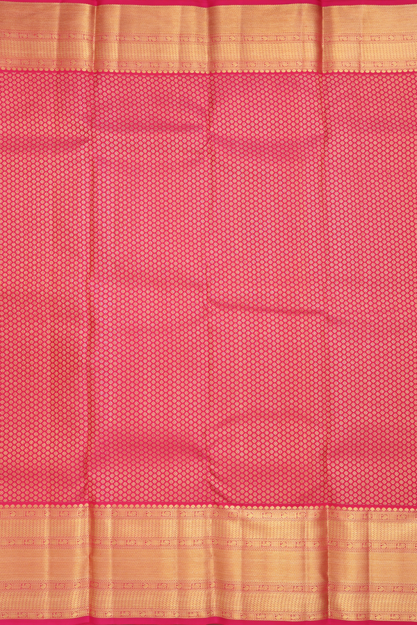Kanchipuram Silk Saree In Rani Pink With Floral Design