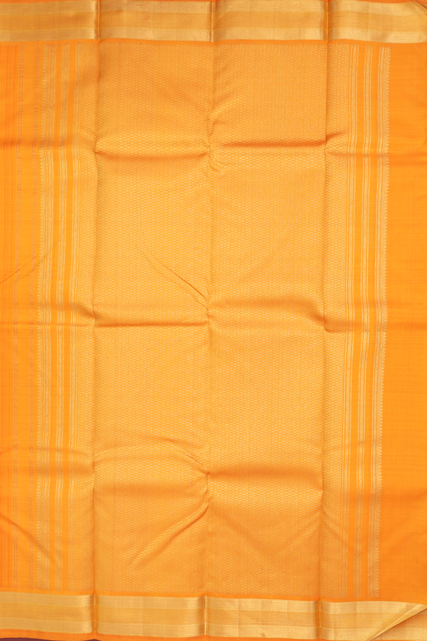 Kanchipuram Silk Saree Royal Orange With Threadwork Stripes