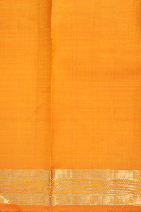 Kanchipuram Silk Saree Royal Orange With Threadwork Stripes