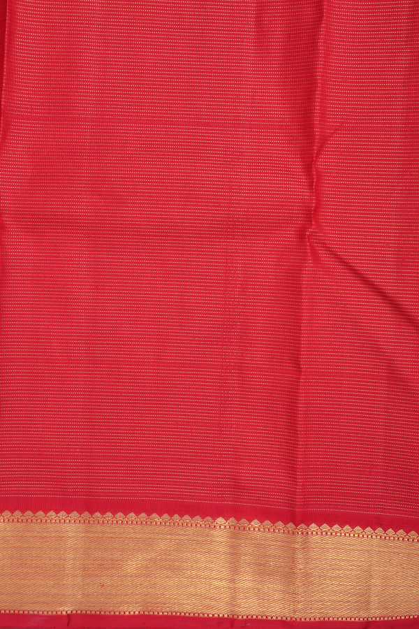 Kanchipuram Silk Saree In Crimson Red With Stripes Design
