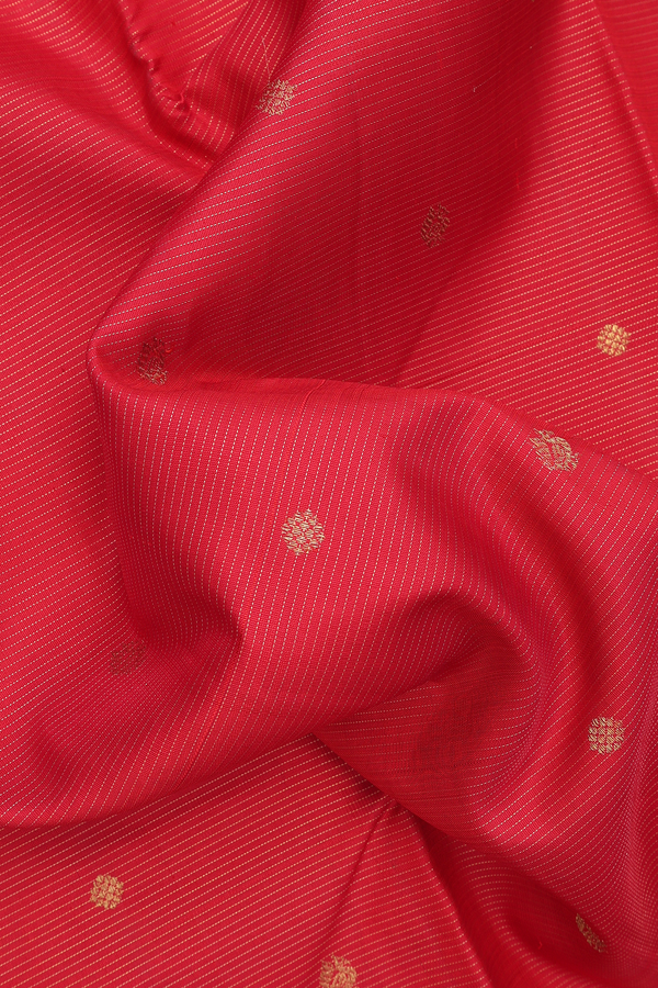 Kanchipuram Silk Saree In Crimson Red With Stripes Design
