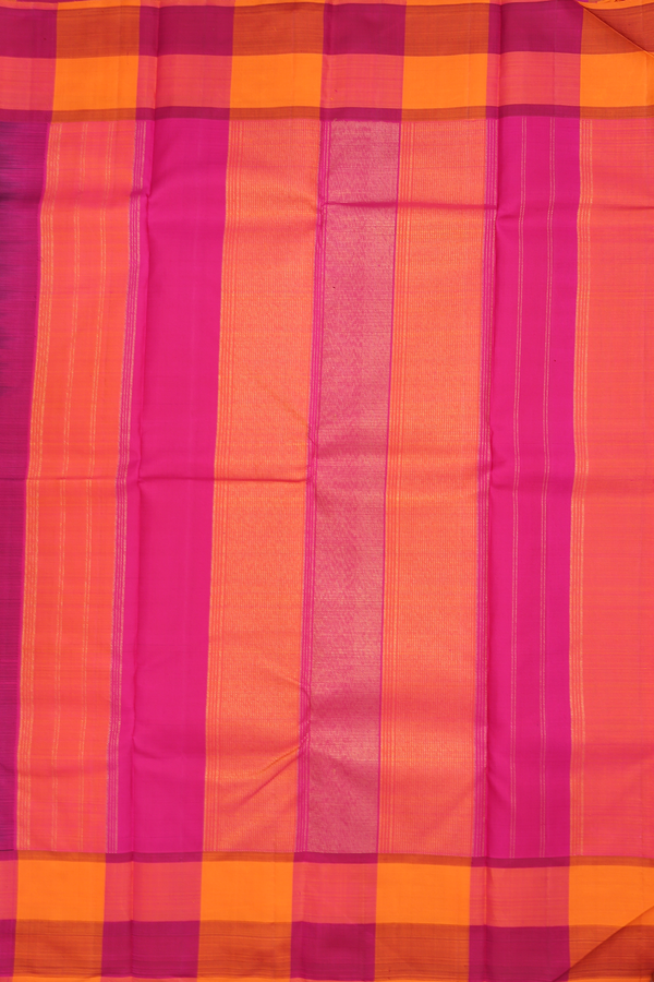 Kanchipuram Silk Saree In Navy Blue With Temple Border