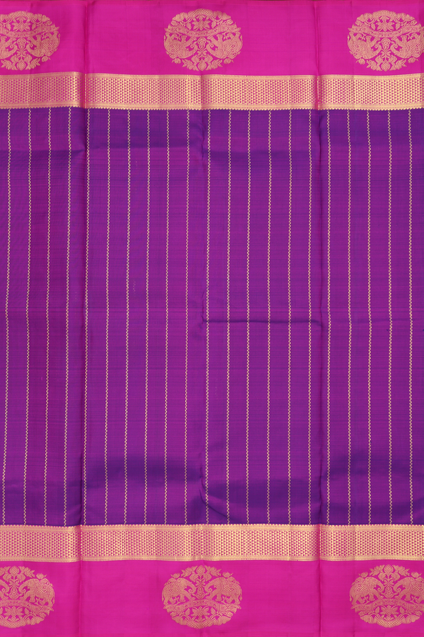 Kanchipuram Silk Saree In Purple With Chevron Design