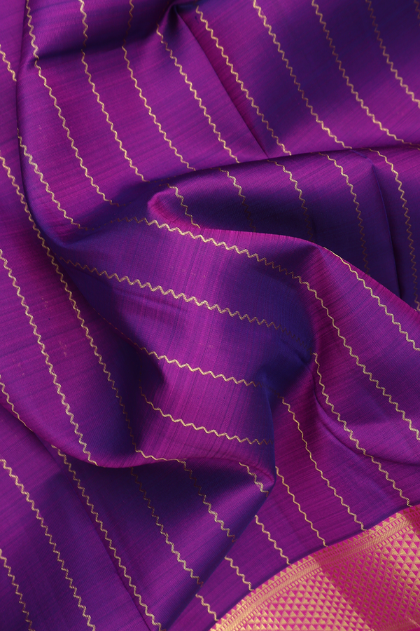 Kanchipuram Silk Saree In Purple With Chevron Design