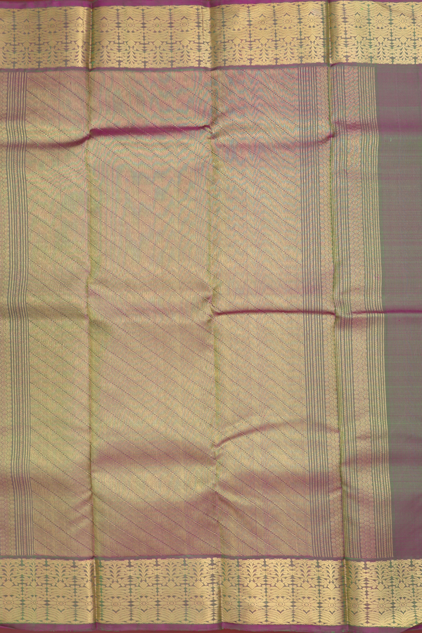 Kanchipuram Silk Saree In Dual Tone With Chevron Design