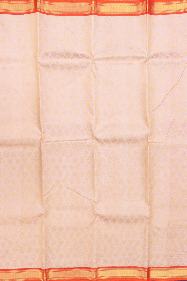 Kanchipuram Silk Saree In Ivory With Zari Buttas