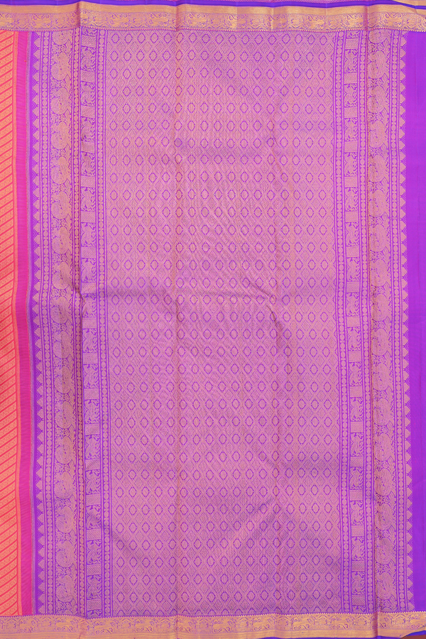Kanchipuram Silk Saree In Pink With Diagonal Design