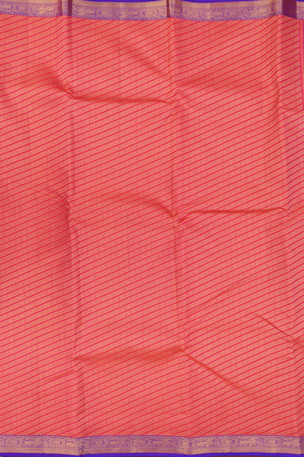 Kanchipuram Silk Saree In Pink With Diagonal Design