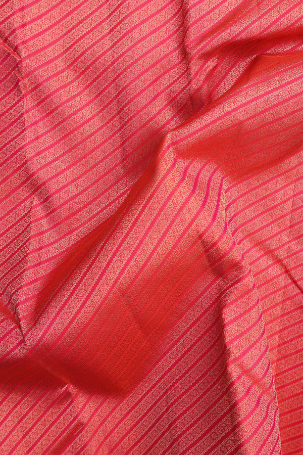 Kanchipuram Silk Saree In Pink With Diagonal Design