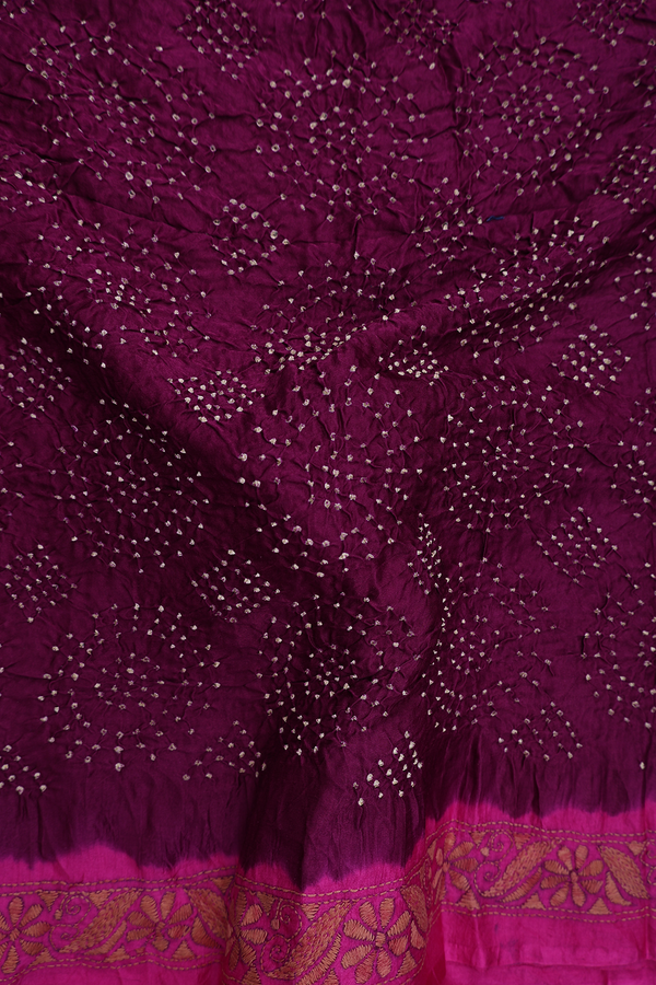 Bandhani Silk Saree In Grape Purple With Tie And Dye Design