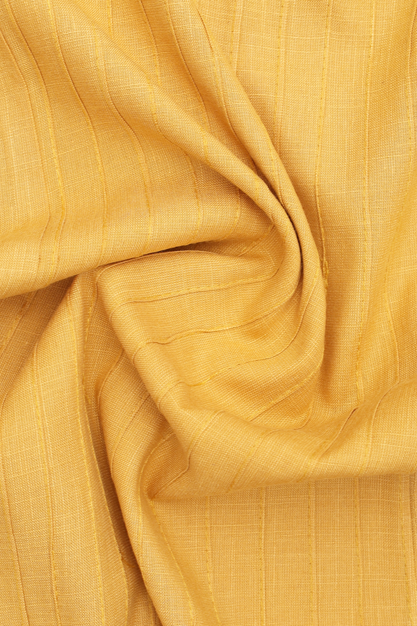 Chinese Neck Stripes Design Yellow Linen Long Kurta