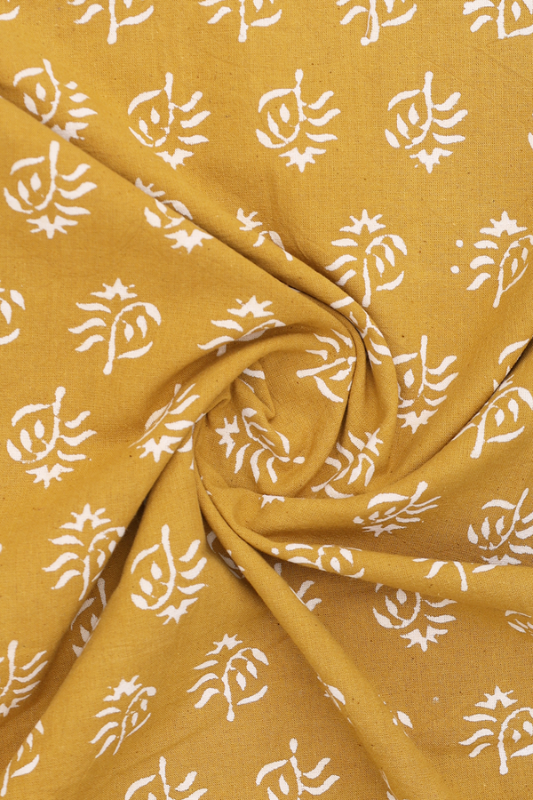 Round Neck Printed Design Golden Yellow Cotton Nightie