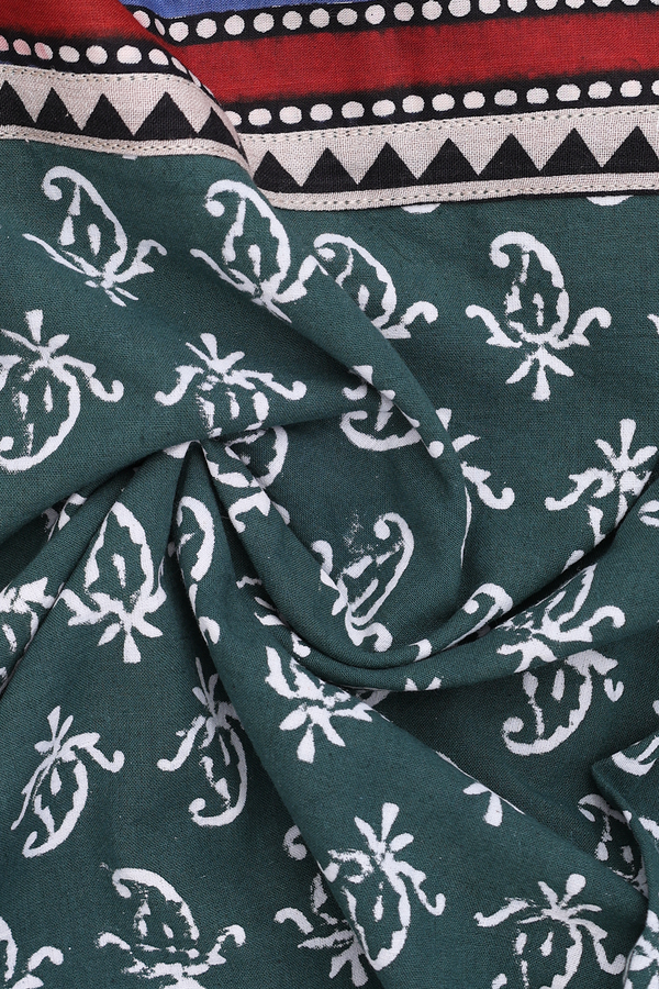 Round Neck Printed Design Green Cotton Nightie