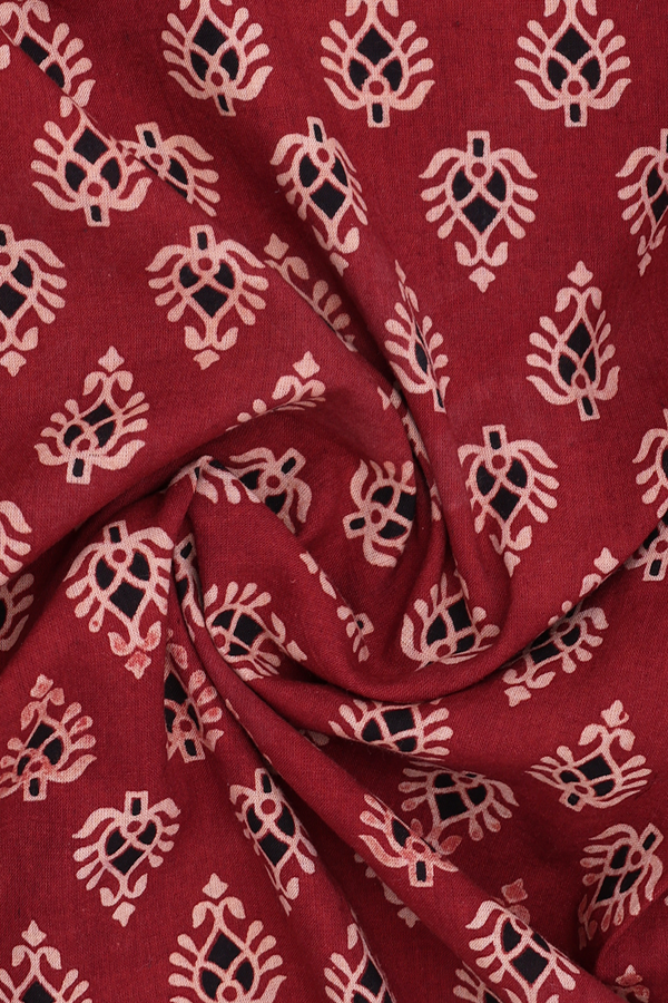 Sweet Heart Neck Printed Design Berry Red Cotton Nightie