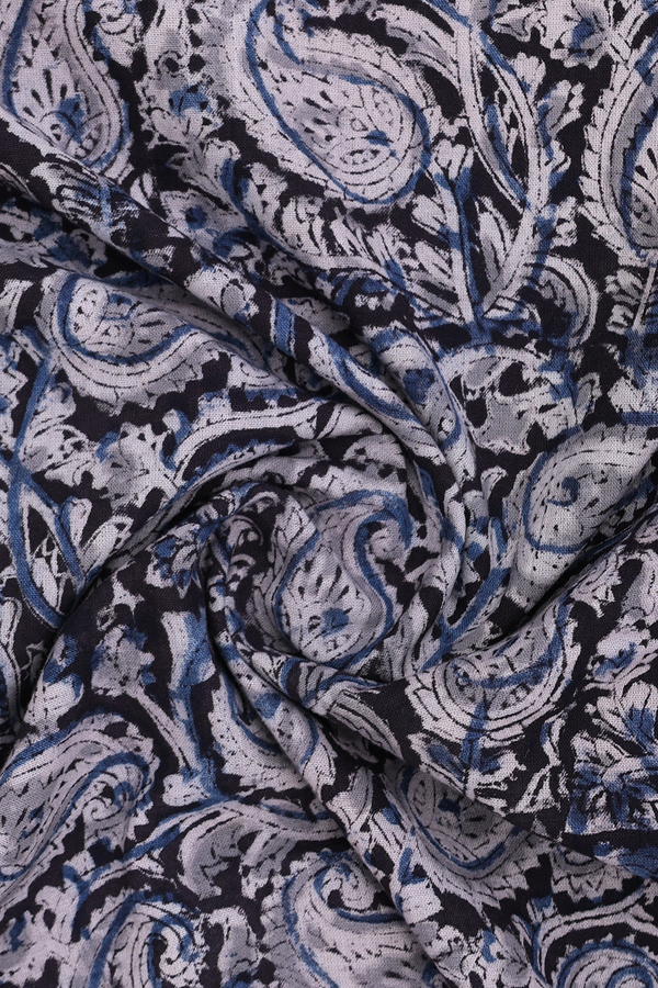 V-Neck Printed Design Black Kalamkari Cotton Nightie