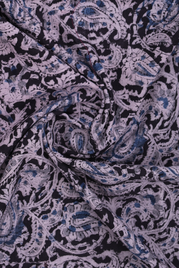 Round Neck Printed Design Black Cotton Nightie