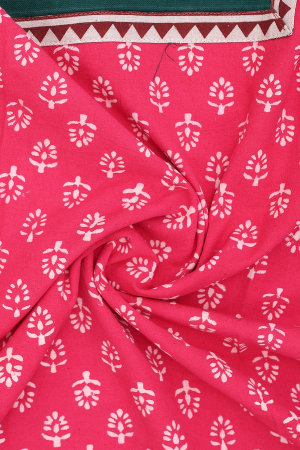 Round Neck Printed Design Pink Cotton Nightie