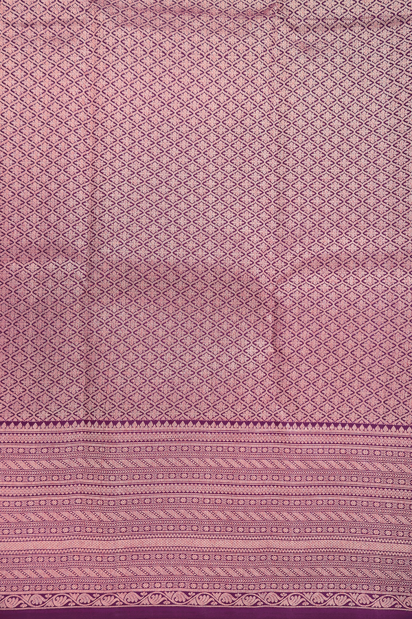 Kanchipuram Silk Saree In Grape Purple With Zari Buttas