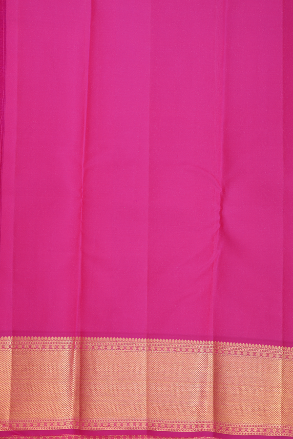 Kanchipuram Silk Saree In Coral Orange With Peacock Buttas