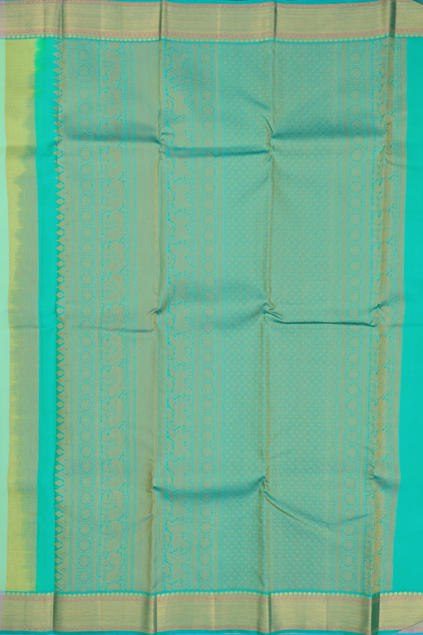 Kanchipuram Silk Saree In Mint Green With Zari Buttis