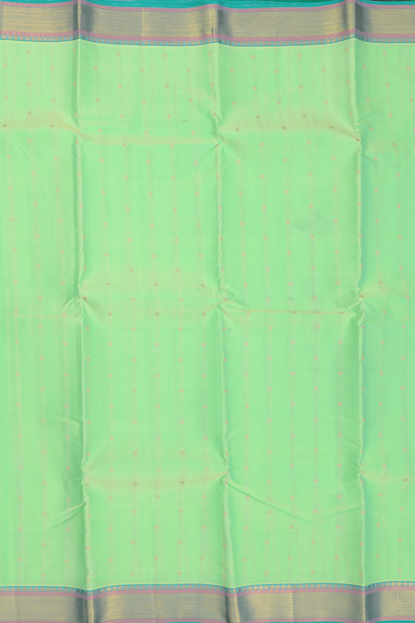 Kanchipuram Silk Saree In Mint Green With Zari Buttis