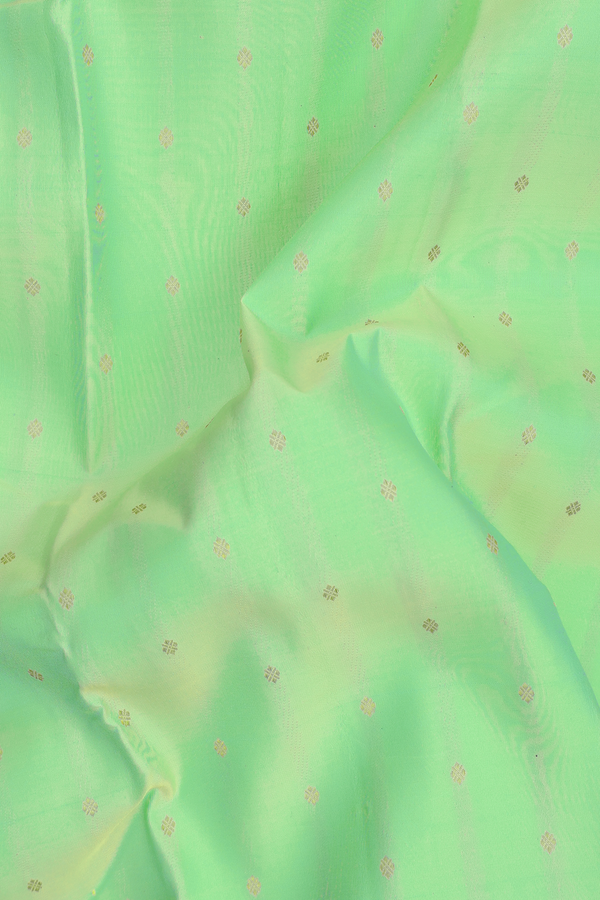 Kanchipuram Silk Saree In Mint Green With Zari Buttis