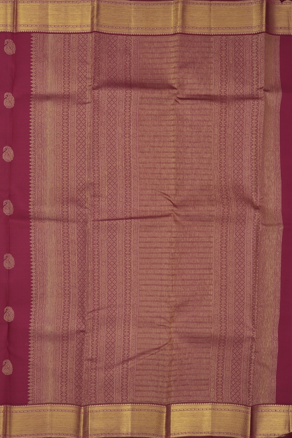 Kanchipuram Silk Saree In Red With Paisley Buttas