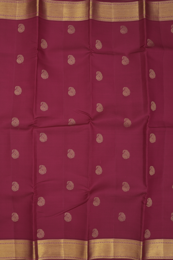 Kanchipuram Silk Saree In Red With Paisley Buttas