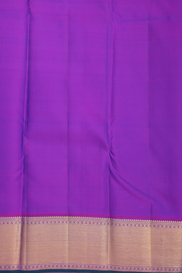 Kanchipuram Silk Saree In Peacock Blue With Peacock Buttas