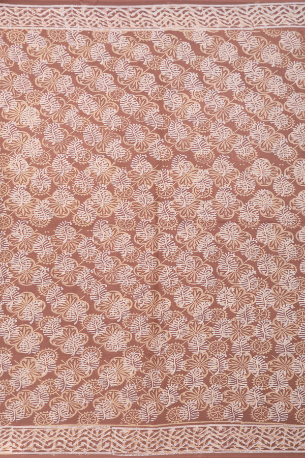 Jaipur Cotton Saree In Brown With Allover Printed Design