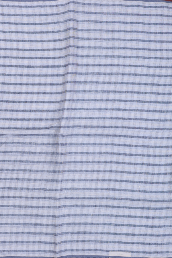 Linen Saree In Light Grey With Stripes Design
