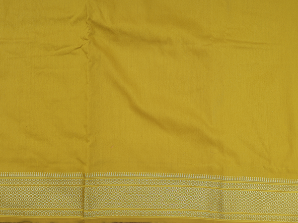 Zari Border Dark Yellow Cotton Unstitched Salwar Material
