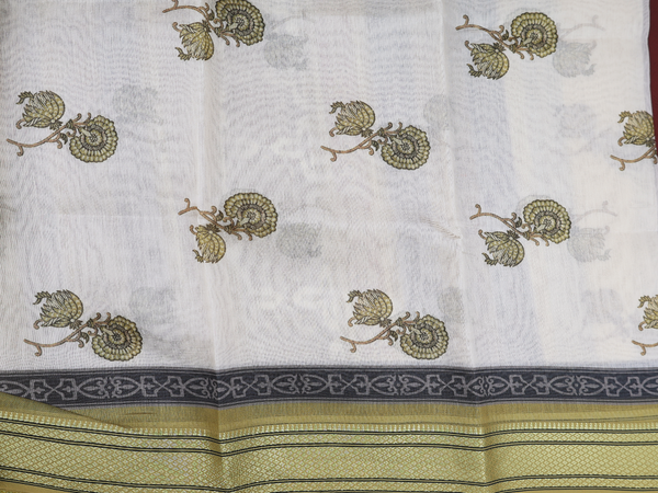 Zari Border Dark Yellow Cotton Unstitched Salwar Material