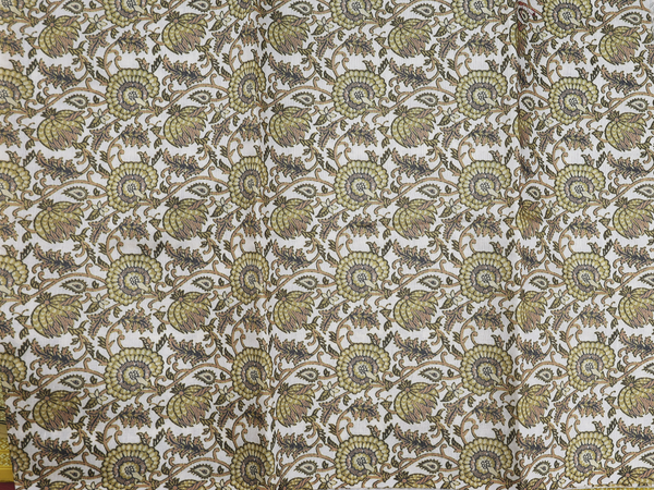 Zari Border Dark Yellow Cotton Unstitched Salwar Material