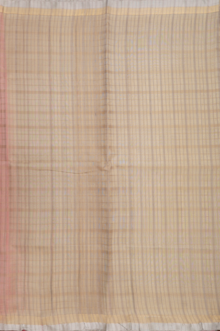 Raw Silk Saree In Cream Color With Self Checks Design