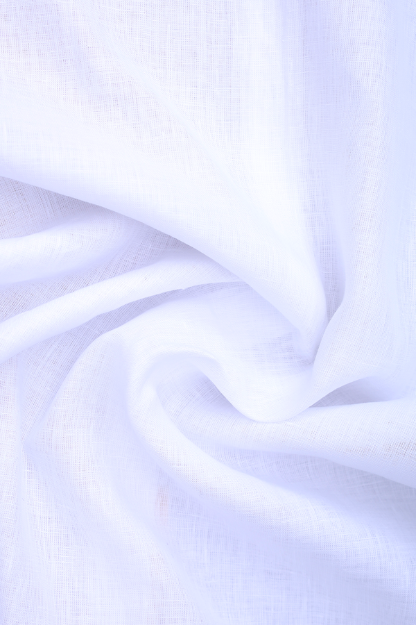 Regular Collar Plain White Linen Shirt