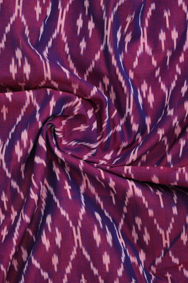 Chinese Collar Printed Design Purple Ikat Cotton Short Kurta
