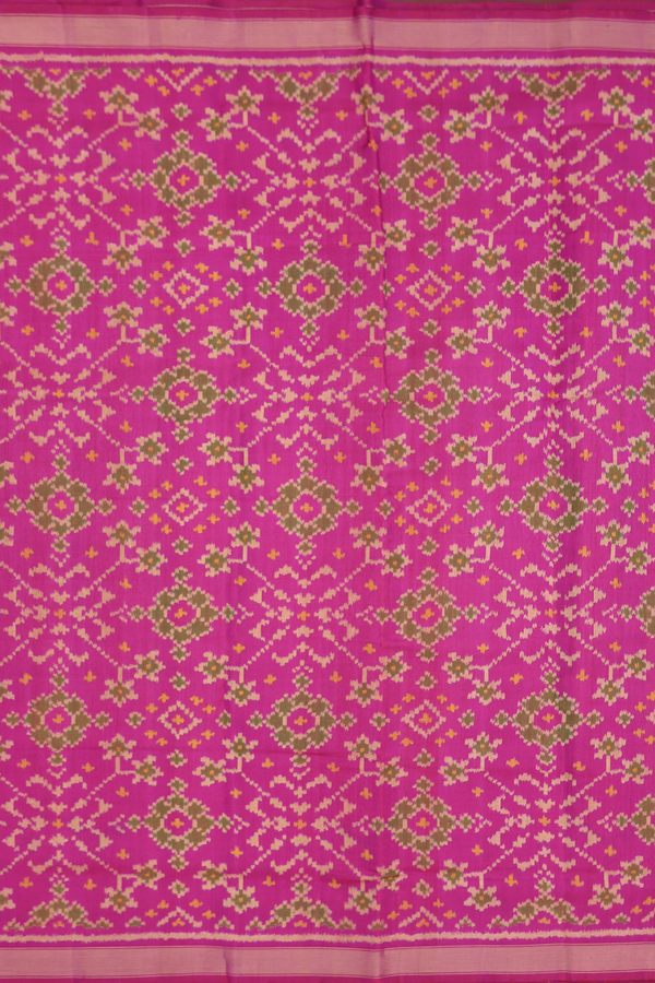 Patola Silk Saree In Purple Rose With Ikat Design
