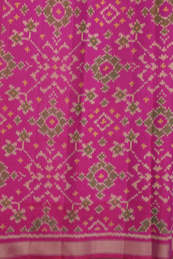 Patola Silk Saree In Purple Rose With Ikat Design
