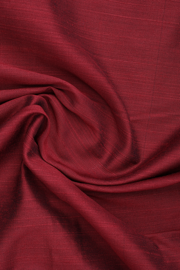 Chinese Collar Plain Red Semi Raw Silk Short Kurta