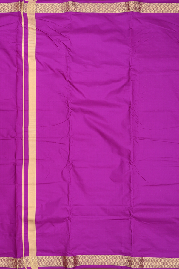 Chevron Border Grape Purple Silk Dhoti With Angavastram Set