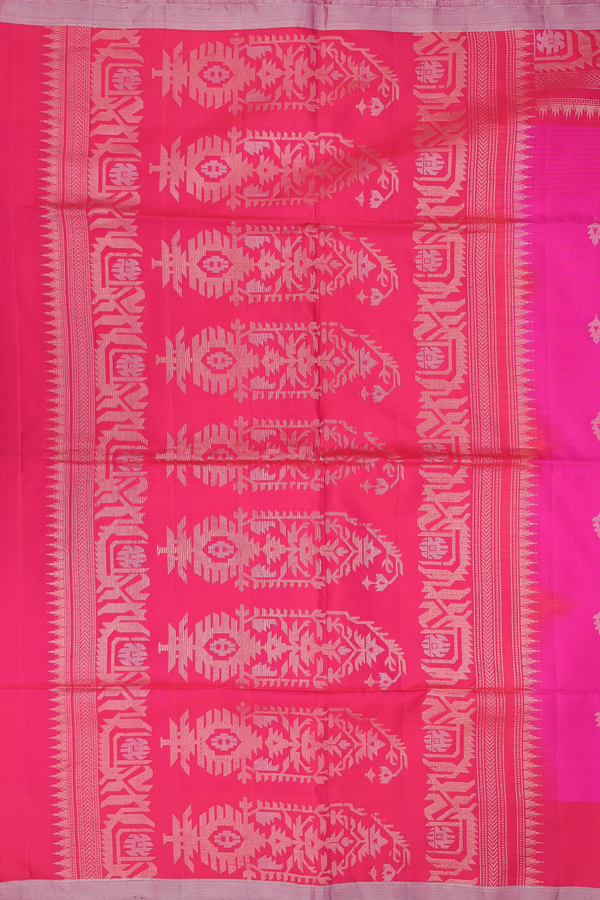 Soft Silk Saree In Magenta With Zari Buttas