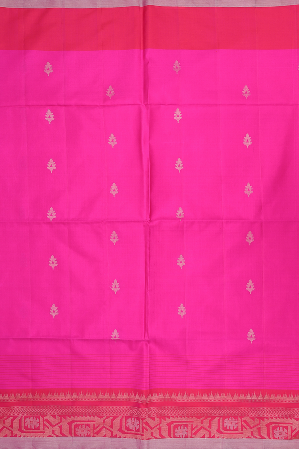 Soft Silk Saree In Magenta With Zari Buttas